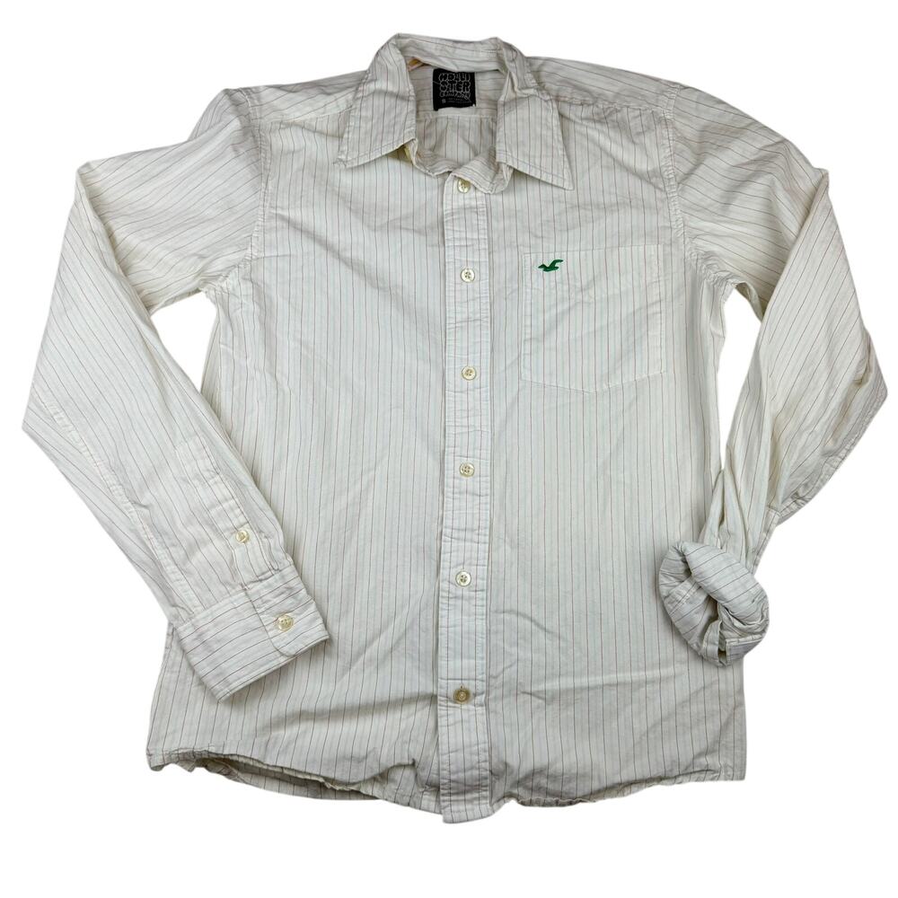y2k Hollister Company White Pinstripe Button-Up Shirt S
